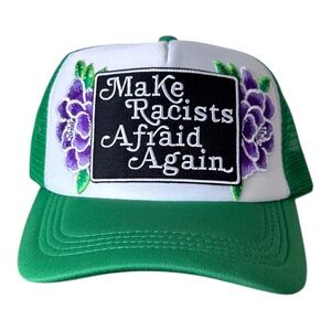 Make Racists Afraid Again Green Mesh Trucker Hat